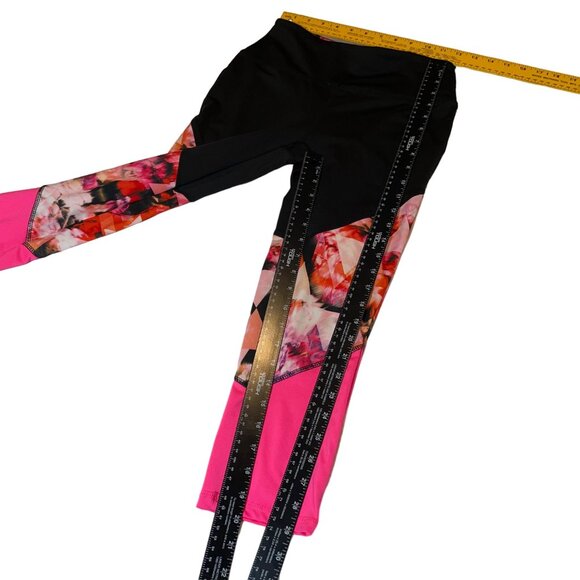 RBX Women's Floral & Geometric Print Leggings Small Black/Pink 88% Polyester 12% - Picture 6 of 6